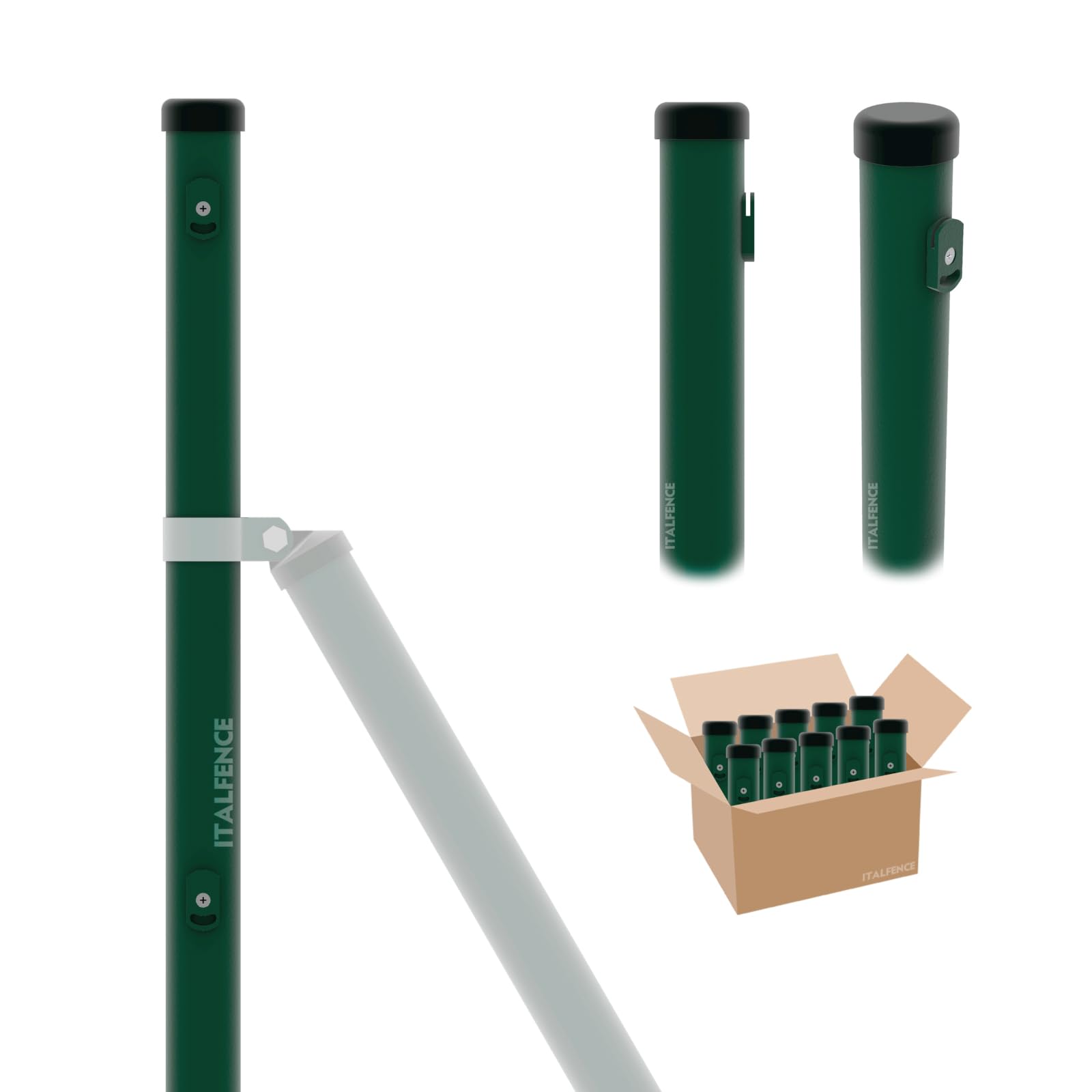 Paletti Tondi Blinky Verdi - Diametro 38 Mm, Altezza 100 Cm - Con Fermacavo E Vite - Per Giardino E Esterni - Foto 5