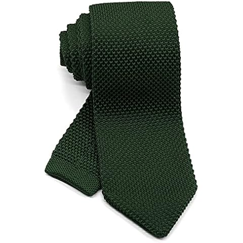 WANDM Men's Pointed Knit Tie Necktie Width 2.75 inches Washable Solid Color Hunter Moss Green Cover