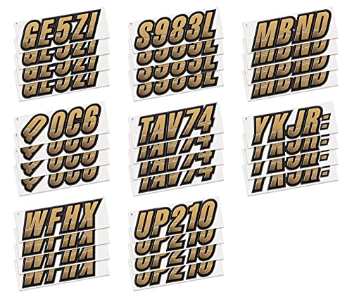 Image of STIFFIE Techtron Tan /Black 3 inch Boat & PWC Registration Decals • Numbers Letters Stickers