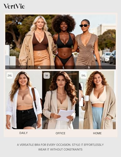 Image of Vertvie Jelly Wireless Bras for Women Push Up Plunge Seamless T-Shirt Bras No Underwire Supportive Full Coverage Bralettes