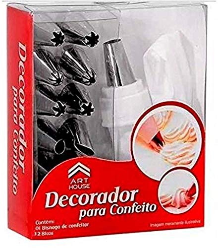 Image of Cake 12 Piece Cake Decorating Set Frosting Icing Piping Bag Tips with Steel nozzles. Reusable & Washable