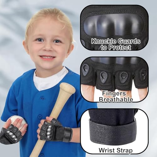 Image of Gloves for Men Bike Riding Half Finger | Hard Knuckle Protection, Breathable & Adjustable Wrist Strap | Hand Gloves for Bike Riding /Cycling |1 Pair (Black)