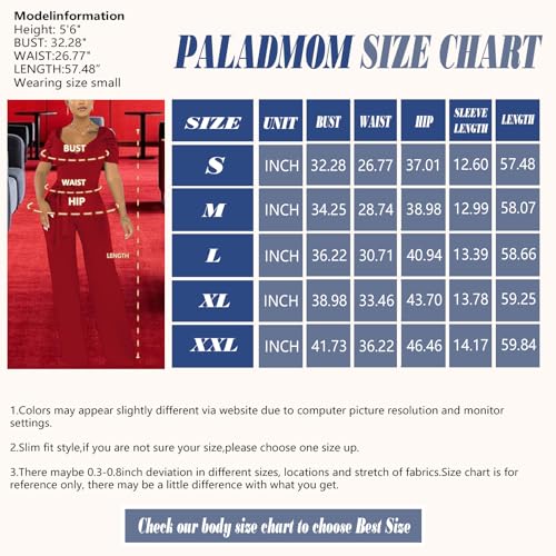 Image of PaladMom Womens Elegant Plus Size Jumpsuits Sexy Back zipper Short Sleeve Mid Waist Wide Leg Straight Rompers