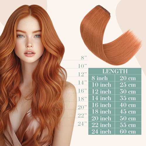 Image of Benehair 14inch 8pcs Clip in Hair Extensions Real Human Hair Clip on Hair Extensions Double Weft Remy Human Hair Extensions Soft Silky Straight Natural Hair Extensions Dark Auburn