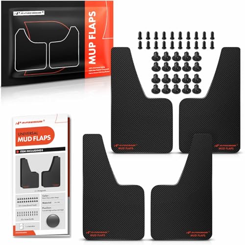 A-Premium Mud Flaps, 4 Pack Universal Splash Guards for Car Sedan Coupe, Black Front and Rear...