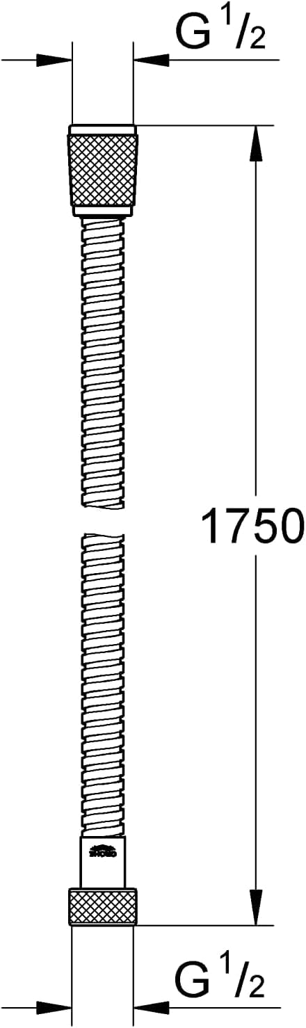 GROHE Flexible tuyau de douche salle de bains VitalioFlex métallique, tuyau de douche 1500mm, anti-pliures, finition brillante, raccord fileté universel 1/2", chromé, 27503001 (Import Allemagne)