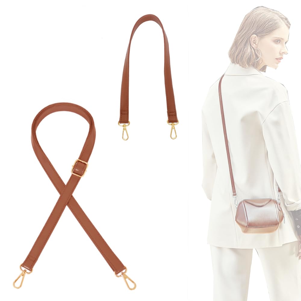 2 Piezas Correa de Hombro de Repuesto para Bolso,Correas de Hombro de Cuero Ajustables de 70-130cm,Correa de Hombro de Cuero PU de Repuesto 60cm Marrón(1 Ajustable, 1 de Longitud Fija)