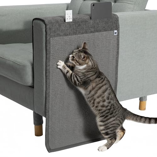 Image of The Cat Ladies Cat Scratch Furniture Protector Mat - Couch Protector from Claws - Anti Scratch Furniture Protectors from Cats Scratching - Sisal Scratcher Pad with Pocket - Dark Grey