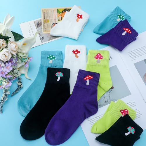 Image of Eurzom 10 Pairs Socks Womens Crew Elastic Ankle Length Cotton Socks Aesthetic Cute Lightweight Low Cut Gifts for Women
