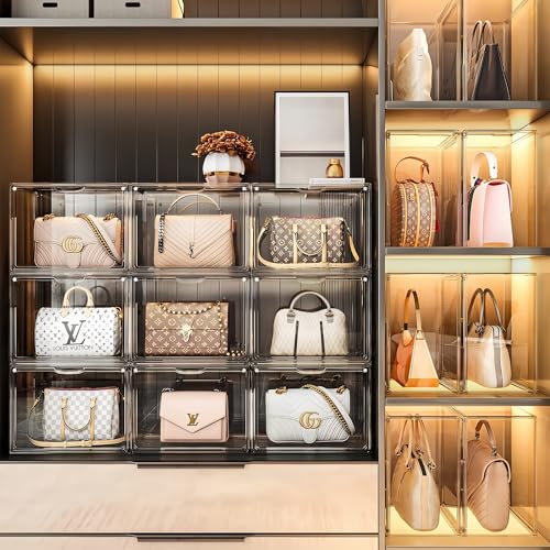Submatches Mounted Storage System Closet Organizers And Storage Clear Handbag Storage ,Purse Organizer For Closet System 5 Packs Acrylic Display Case thumb #1
