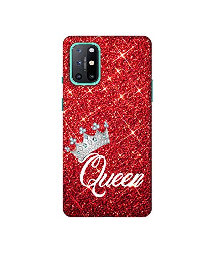 Image of Amazon Brand - Solimo Designer Queen On Red Glitter 3D Printed Hard Back Case Mobile Cover for OnePlus 8T