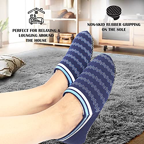 Image of Footmate Anti Skid /Slip Slipper Socks (2 Pair Pack) - Lightweight Rubber Grip Slippers Sock For Women & Men | Ultrasoft Comfort Slipper Shoes For Office, Home, Outdoor & Indoor