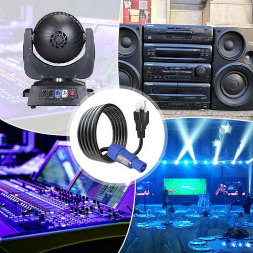 Image of 3-Prong NEMA 5-15P to PowerCON Cable 20A 3 Pin PowerCon Input Connector to NEMA 5-15P Connector Cord 16AWG for Outdoor Stage Light LED Screen-3.05M /10FT