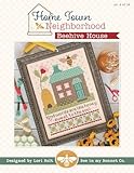 Riley Blake It's Sew Emma Home Town Neighborhood Beehive House Cross Stitch Pattern by Lori Holt of Bee in My Bonnet, Perfect for Quilting, Apparel, DIY Crafting, and Home Decor