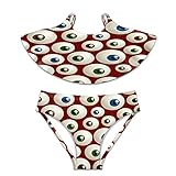 KIOPLYET Girls Bathing Suit 2-Piece Swimsuit Bikini Swimwear Halloween Eyeballs Abstract
