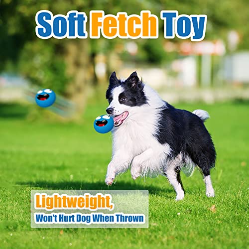 Squeaky Dog Toys for Medium and Large Dogs: 2 Stuffed Latex Balls with Smiley Faces