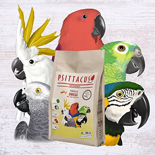 Psittacus Omega 3 kg | Alleinfutter für Yakos, Aras, Eclectus und andere afrikanische Papageien | Premiumfutter für Geflügel, 100% Nicht-GMO
