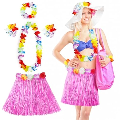 Aomig Disfraz Hawaiana Falda de Paja, 5 Pcs Set Hawaiano con Collar Pulsera Guirnalda Diadema Hawaiano, Falda Hawaiana Hierba para Niñas Mujer Adultos para Playa Fiestas Temáticas, Rosa-40cm | Ya disponible en tu tienda friki favorita! En mundofriki.es! Aomig Disfraz Hawaiana Falda de Paja, 5 Pcs Set Hawaiano con Collar Pulsera Guirnalda Diadema Hawaiano, Falda Hawaiana Hierba para Niñas Mujer Adultos para Playa Fiestas Temáticas, Rosa-40cm | Ya disponible en tu tienda friki favorita! En mundofriki.es!