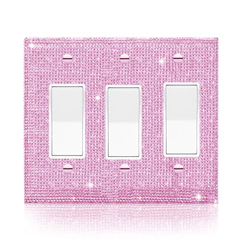 Image of Shiny Pink Rhinestones Light Switch Cover Decorative Outlet Covers Wall Plate Triple Toggle Switch Plates And Outlet Covers Rhinestone Wall Plate Cover Decorative