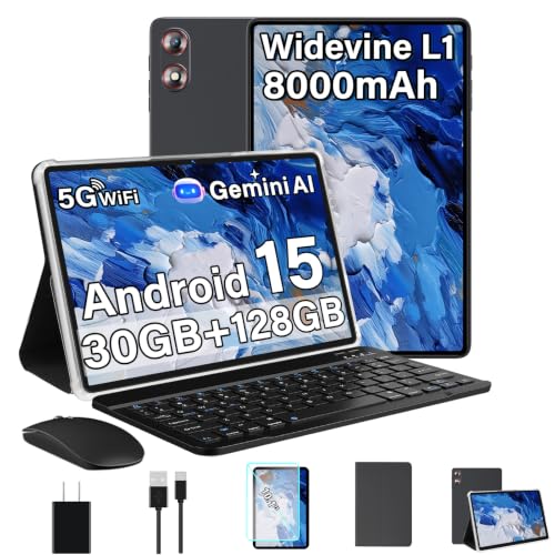 2026 Tablet 10.1 Inch Android 15 Tablets with Keyboard Gemini AI 30GB+128GB - image 1