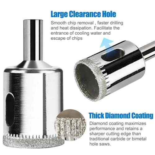 Diamond Coated Hole Saw Drill Bit Set Cutter 3-60mm Diamond Core Drill Bits For Glass Marble Tile Granite Drilling(6-50mm 15pcs A) 3 Diamond Coated Hole Saw Drill Bit Set Cutter 3-60mm Diamond Core Drill Bits For Glass Marble Tile Granite Drilling(6-50mm 15pcs A) - Image 3