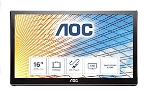 AOC E1659FWU LED monitor - 15.6 inch - 1366 x 768 - 200 cd/m2 - 500:1 (dynamic) - 8 ms - USB - glossy piano black