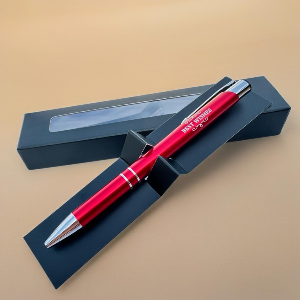 TinyGift Engraved Red Ballpoint Pen Gift Set – “Believe in Yourself”, “Best Wishes” or “Thank You for Everything” – Luxury Pen with Box – Inspirational Gift for Men & Women (Best Wishes) image 3