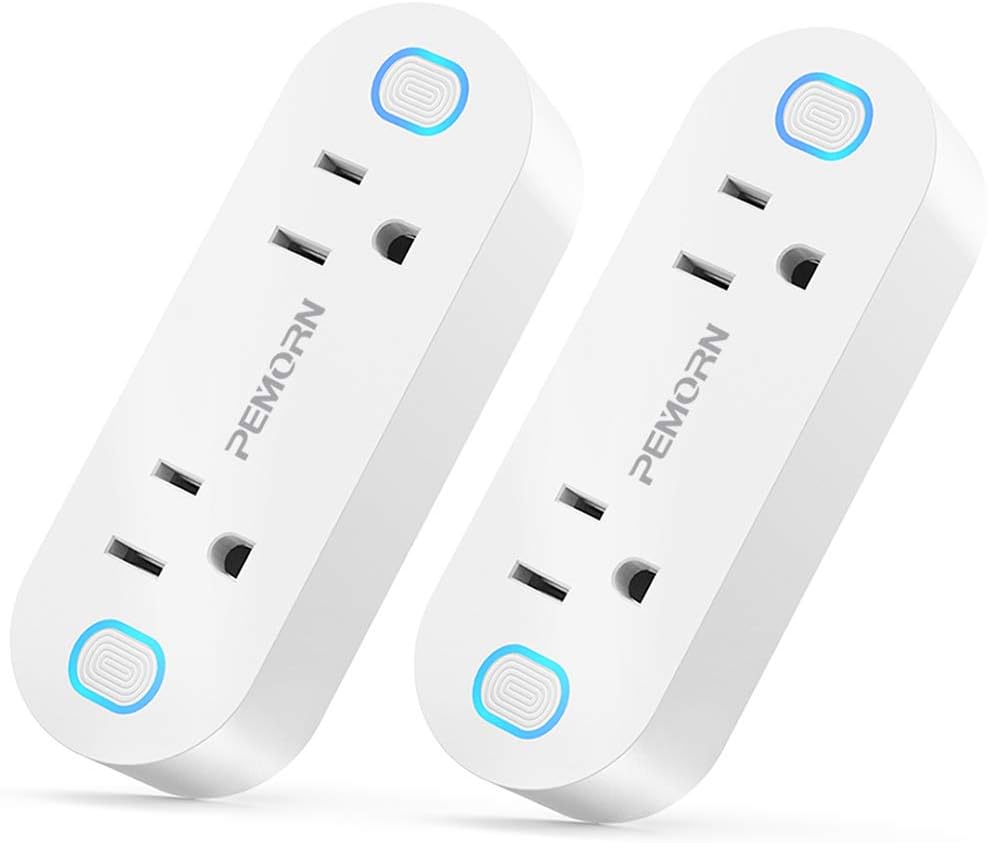 PEMORN Smart Plug 2 in 1 Mini with Energy Monitoring,15A Wi-Fi Switch Voice App Controlled, Compatible with Alexa Echo Google Home IFTTT