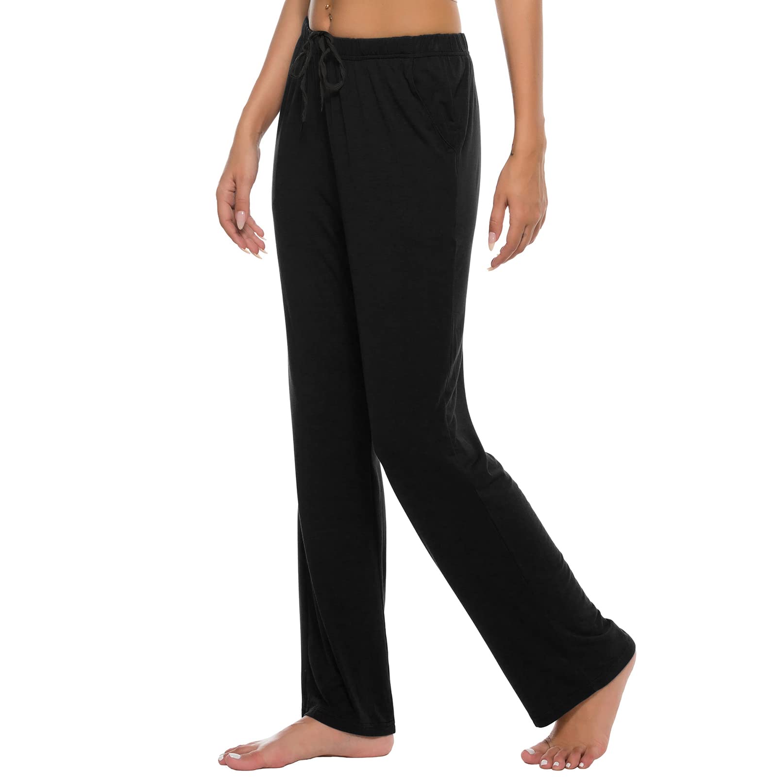 JINSHI Donna Pantaloni Pigiama Lunghi Morbide Modal Abbigliamento da Notte Casa con Tasche