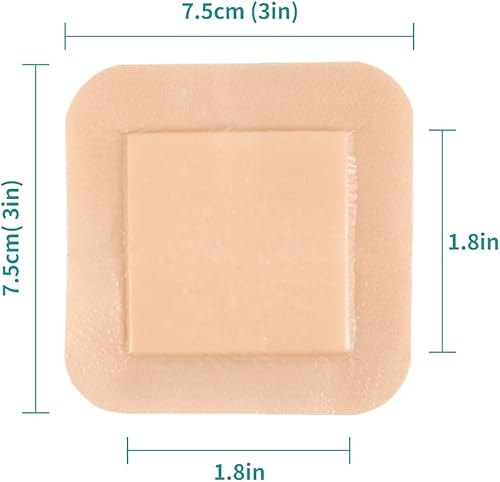 Miniatura 10 de Dimora Apósito de espuma para heridas de 2 x 5 pulgadas, vendas de silicona impermeables con borde adhesivo, productos superabsorbentes y