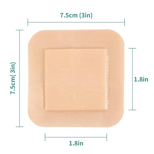 Miniatura 2 de Dimora Apósito de espuma de silicona con adhesivo de borde de 3 x 3 pulgadas vendaje impermeable para el cuidado de heridas paquete de 10