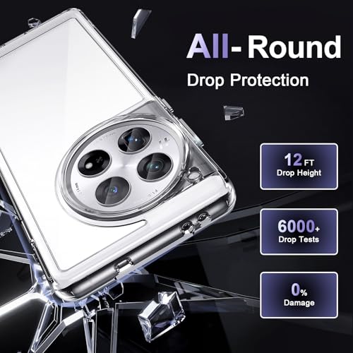 Image of Case for OnePlus 12 5G, Military Grade Drop Protection Phone Case, Yellowing Resistant, Anti-Scratch Hard PC Back, Shockproof Hard Ultra-Thin Protective Cover, Clear