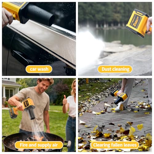 Image of Leaf Blower Cordless with 2x4.0 Ah Battery and Charger[Battery with Outdoor LED Light+Stepless Speed Control] 21V 180MPH Handheld Electric Leaf Blower for Patio & Garden Dust Leaves CleaningCar Wash