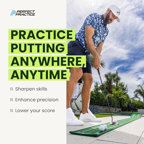 Image of Perfect Practice Putting Mat & Chipping Net, Indoor & Outdoor Putting Green, Chipping Mat for Home & Office, Premium Golf Training Aids for Putting Practice with Realistic Turf, Golf Gifts for Men