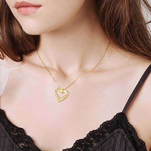 14K Gold Heart Necklaces for Women Moissanite Heart Pendant Necklace Love Jewelry for Wife Daughter Mother, 16''-18''2