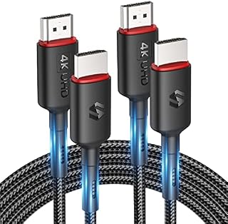 Silkland 4K HDMI Cable 2M 2 Pack, HDMI Lead, Support 4K@60Hz, ARC, HDR, 3D, Ethernet, HDMI ARC Cable for Soundbar, Compatible with TV, Blu-Ray, PS4/5, Xbox, Projector, Soundbar, Sky, PC, Laptop