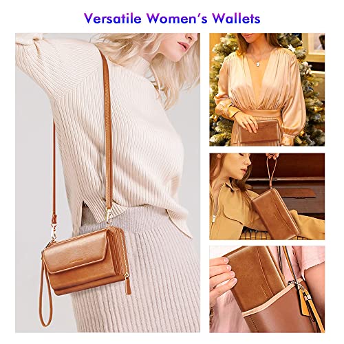 nuoku RFID Blocking Wristlet Wallet for Women, Zip-Around Crossbody Clutch with 2 Removable Straps | RFID, Zip Around, 2 Strap - Image 3