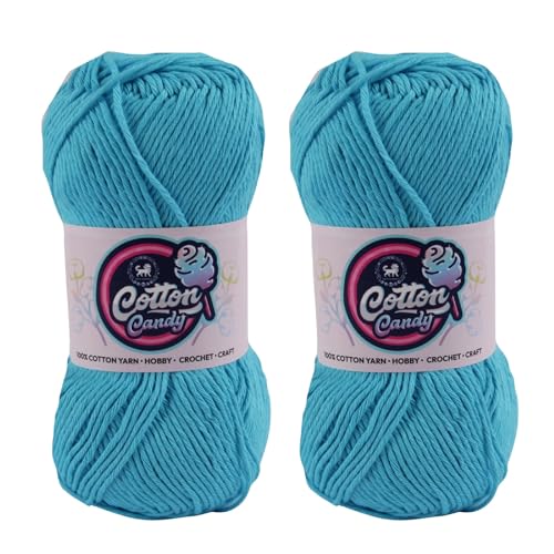 Image of NESTNHAVEN Cotton Candy 100% Cotton Yarn - (100g, 185 Meters) - Luxury Yarn for Crochet, Amigurumi, Embroidery, Toys, Garments, Flowers and Hobby, Projects. (Sky Blue) | (200 Gm)