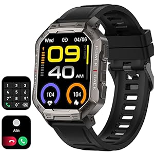 DIGEEHOT Smartwatch mit Telefonfunktion, 1.83” Touchscreen Wasserdicht Sportuhr mit Blutdruckmessung, Herzfrequenzmessung, SpO2, Schrittzähler, 19 Sportmodi Outdoor Fitness Tracker Uhr für Herren