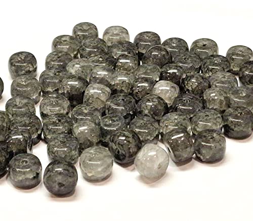 Perlin Perlas de piedras preciosas, piedras de ágata, patrón de dragón, perlas de barril, piedras semipreciosas de 8 mm, piedra natural con agujero para enhebrar para la fabricación de joyas (negro)