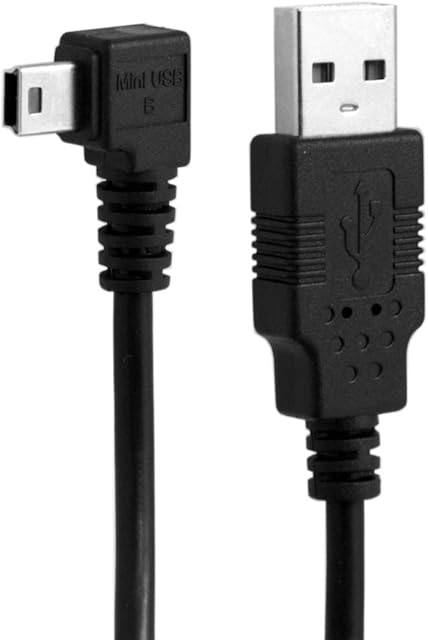 CY 5m 3m 1.8m 0.5m Mini USB B Type 5pin Male to USB 2.0 Male Data Cable with Ferrite Right angled Left Angled Up angeld Down angled 90 Degree Black (0.5m, left angled)
