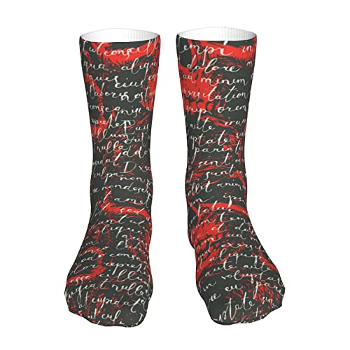 Novedad Casual Crew Calcetines Calcetines Moda - Cráneo Gótico Rojo Calaveras