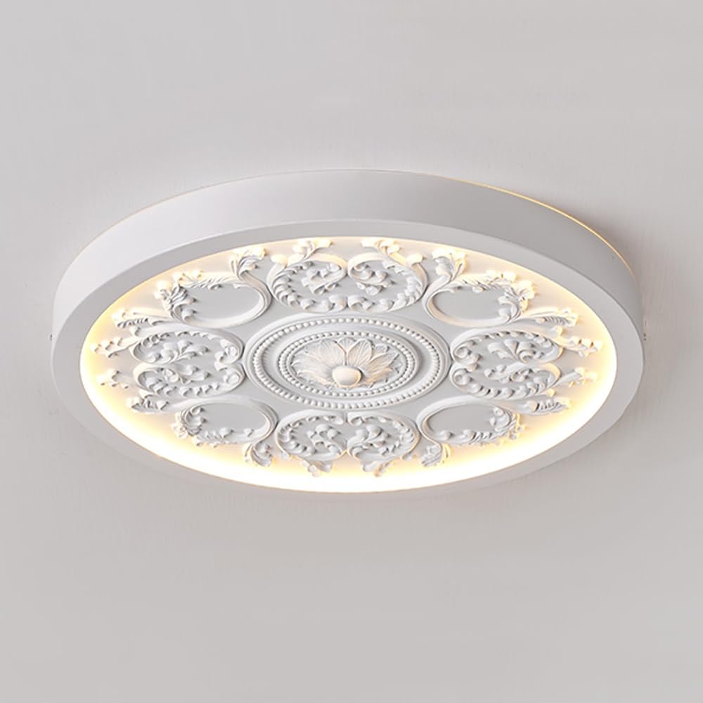 ZJHAHJY Low Bar Home Decoration Profile Ceiling Light Bedroom Modern Round LED Flush Mount White French Country Lighting Boho Farmhouse Lamp For Bathroom Living Room Kitchen