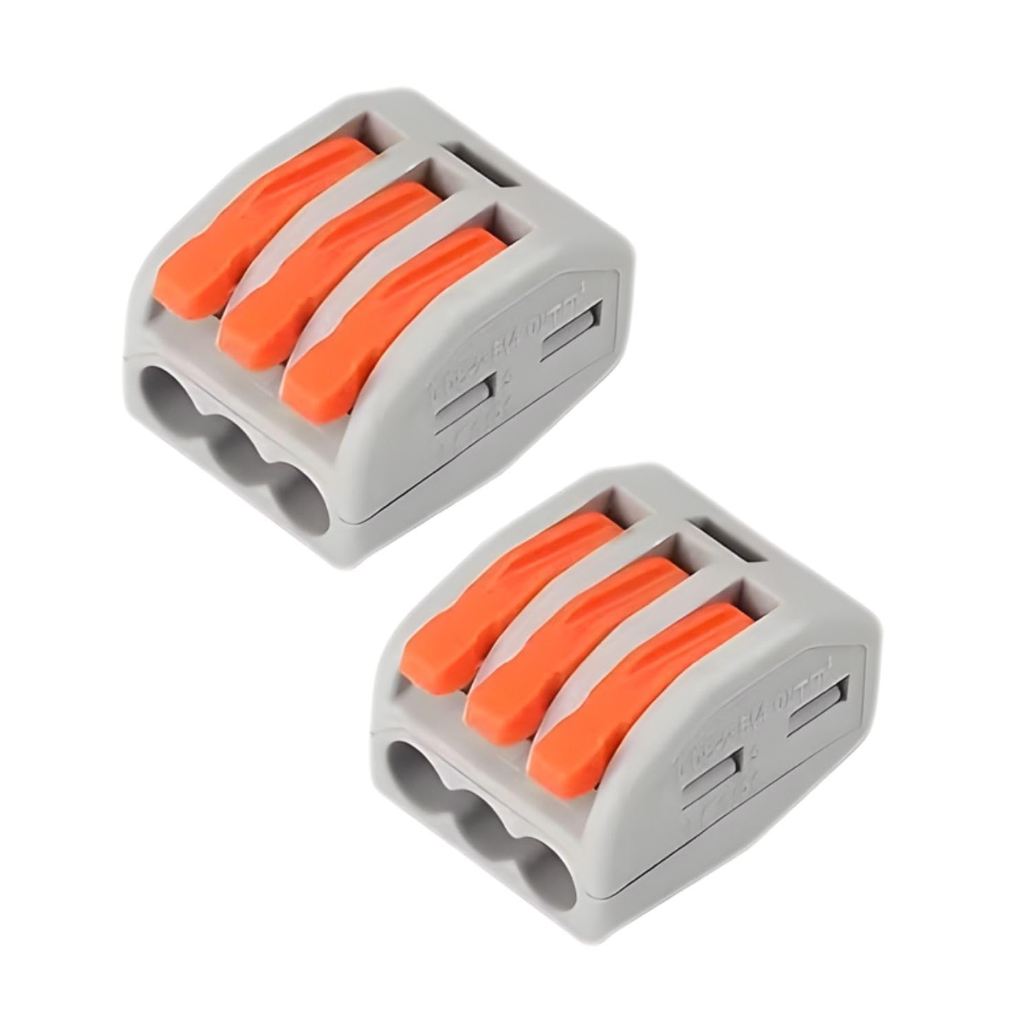 power connectors plug-in terminal 3-way with lever and flexible connectors with marker strips, securing clip and, guide rail and connection bar kit (2pcs, 3-port, orange)