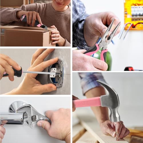 image for YOUGFIN Pink Drill Set for Women, Tool Kit with Drill 12V or Home Offi