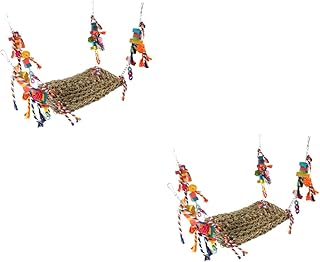 iplusmile 2 Pçs Brinquedo Papagaio Brinquedos Periquito Para Hamsters Brinquedo Pássaro Pássaro Mastigar Brinquedos Gaiola Acessórios Rede Papagaio Brinquedos Escalada Pássaro Rede Rede