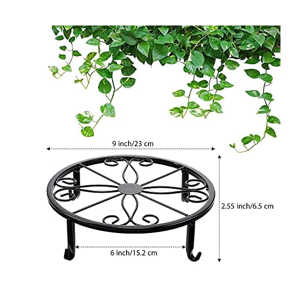 4 Pieces Metal Potted Plant Stand Round Iron Plant Holder Floor Flower Supports Holder Decorative Garden Pots Containers Stand for Home Garden Patio Planting Support - Image 3