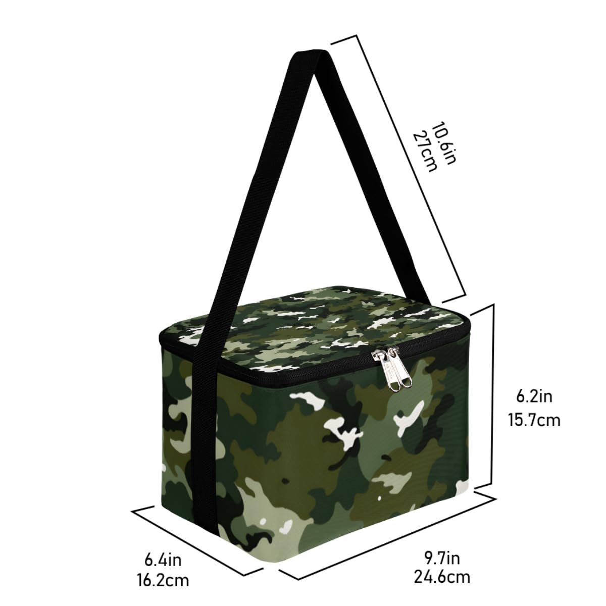 Lunch Bags for Women Men 9 Cans,Camouflage Texture Hot & Cold Food Delivery Bag Insulated Grocery Bag Insulated Lunch Box Fashion Camo Green Cooler Bag for Office Work Picnic Beach
