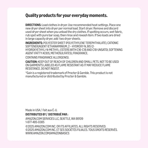 Image of Amazon Basics Dryer Sheets Laundry Fabric Softener, Spring Fresh Scent, Reduces Static, Static Control, 160 Count