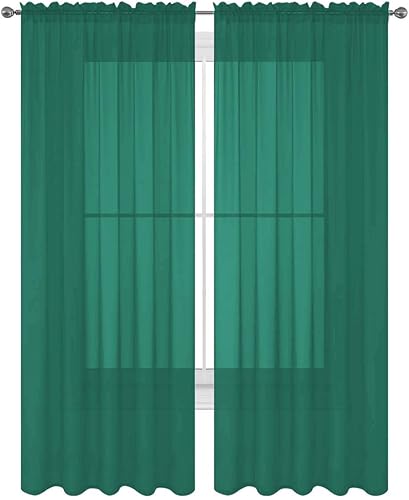 Decotex 2 piezas de cortinas traslúcidas sólidas y elegantes paneles totalmente cosidos, cortinas para tratamiento de ventana (54 x 54 pulgadas,